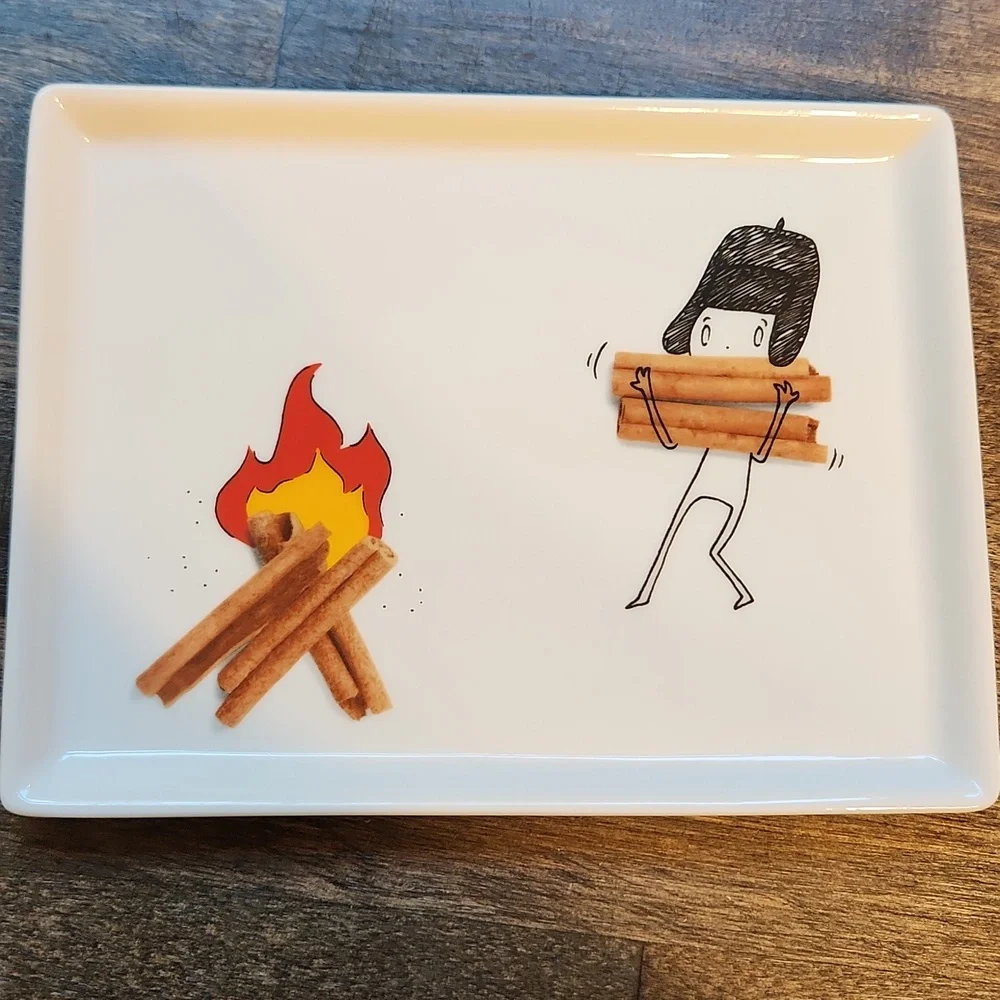Crate & Barrel Oliver Cinnamon Stick Campfire Appetizer / Dessert Plates
